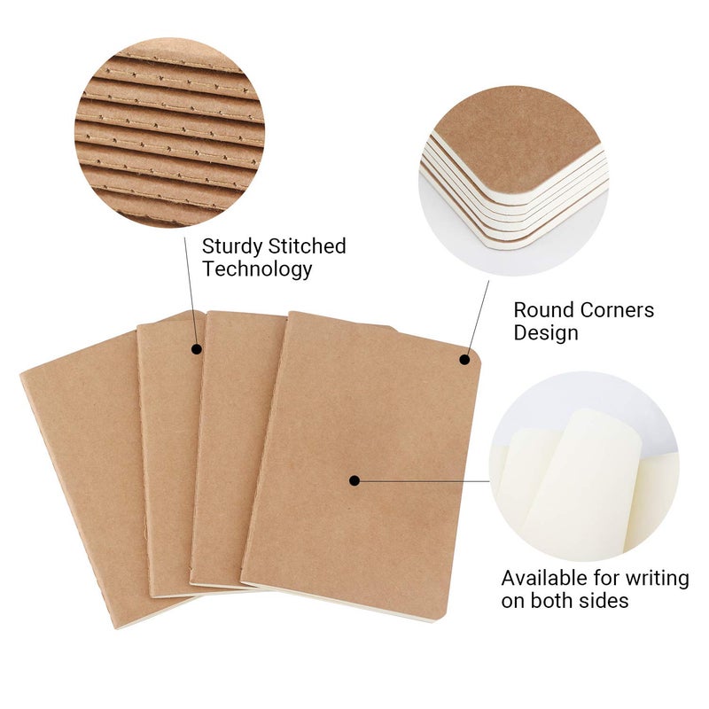 EUSOAR Blank Memo Scratch Pads, 24 Pack A6 3.9"" x 5.5"" 60 Pages Softcover Kraft Notebook, Mini Notebook Unlined, Travel Journal Notepad Set Bulk, Office Writing Diary, Subject Notebooks - Image 4